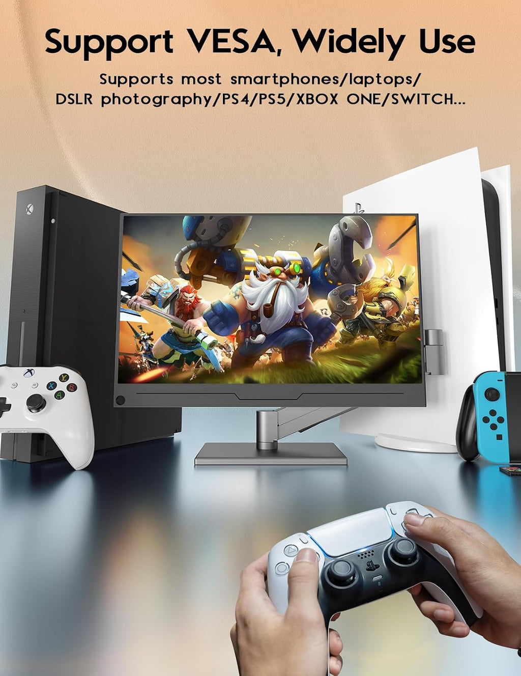 ZSCMALLS 4K Portable Monitor, 15.6' 3840 * 2160 Laptop Extended Monitor, 1500:1 100% sRGB USB-C HDMI Portable Gaming Monitor HDR Travel Monitor with Speakers & Smart for Laptop PS5/4 Xbox Switch