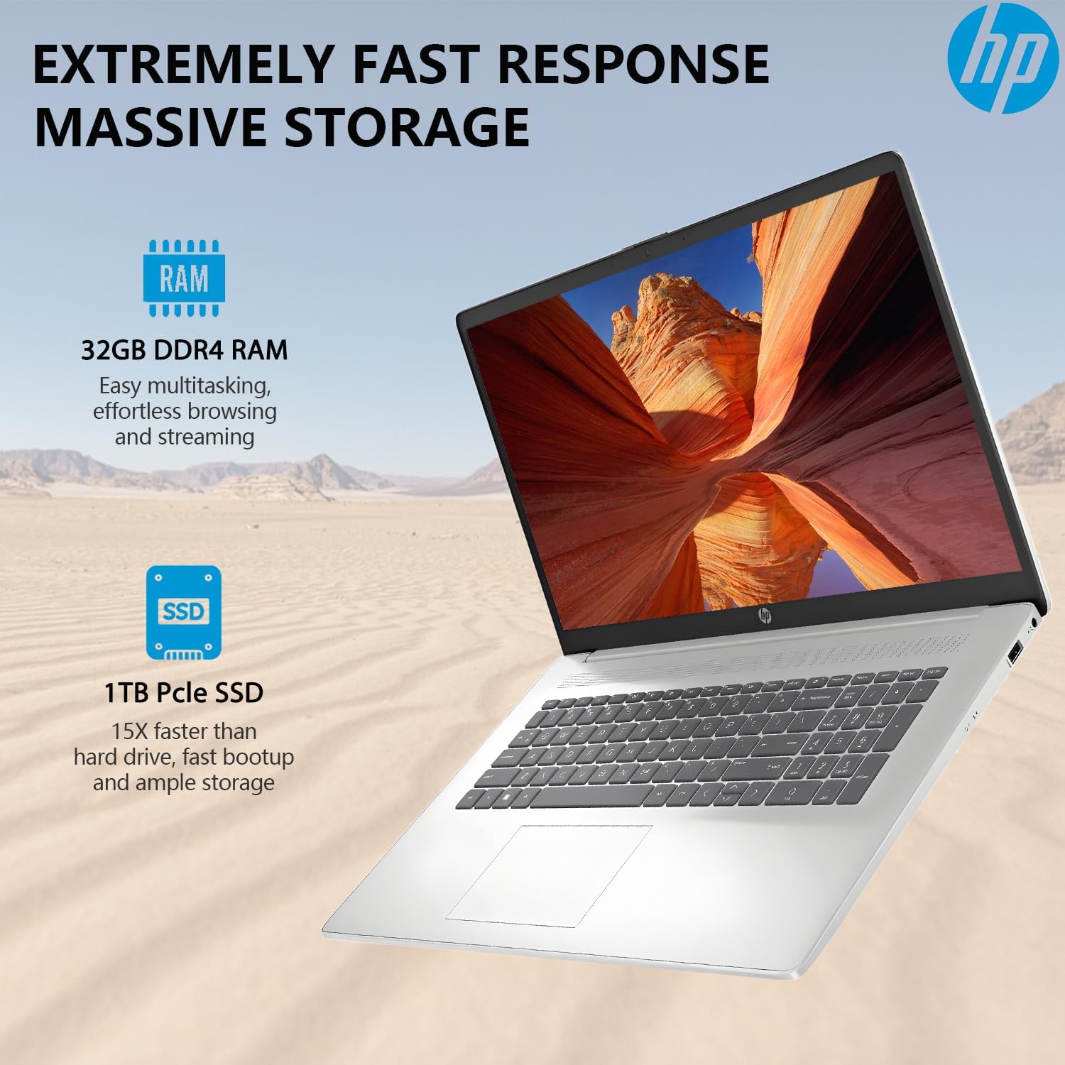 HP 17 Inch Laptop Computer | 17.3' FHD IPS Business Laptop PC | AMD Ryzen 5 (6-Cores) | 64GB RAM 1TB SSD | Windows 11 Pro | 10-Key Numbe Pad | USB-C Wi-Fi 6