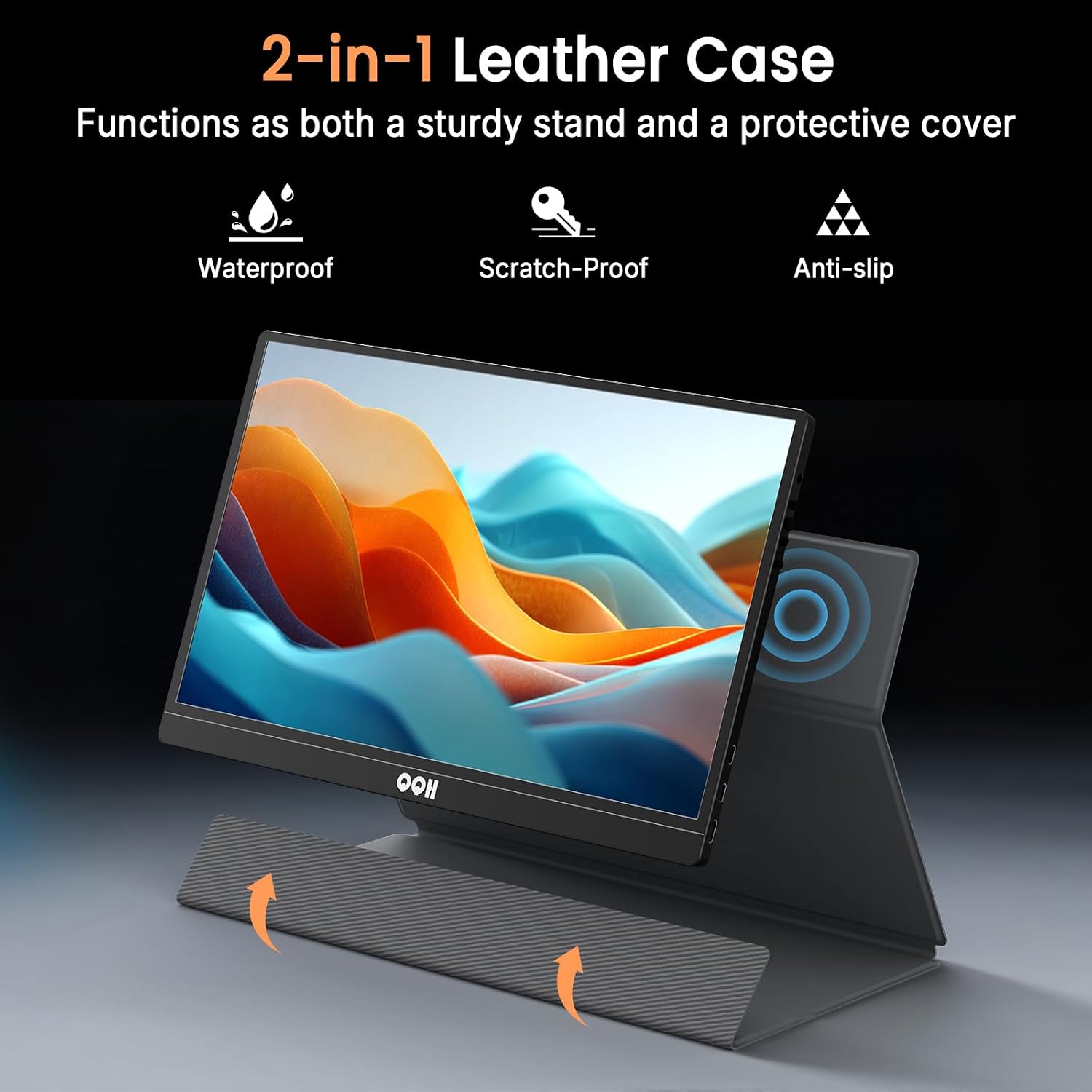 QQH 4K Portable Monitor, 15.6' IPS 3840x2160 UHD USB-C HDMI Travel Portable Monitor for Laptop, Ultra-Slim Alloy Gaming Monitor Second Display with w/Smart Cover for PC, Phone, PS5/4, Xbox, Switch