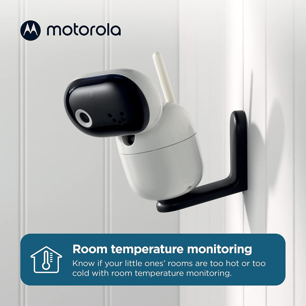 Motorola Nursery Video Baby Monitor with 2 Cameras, 5' Screen HD PIP1610, No WiFi, Wall Mount, Long Range, 2-Way Audio, Temperature Sensor, Motorized, Lullabies, PIP1610-2