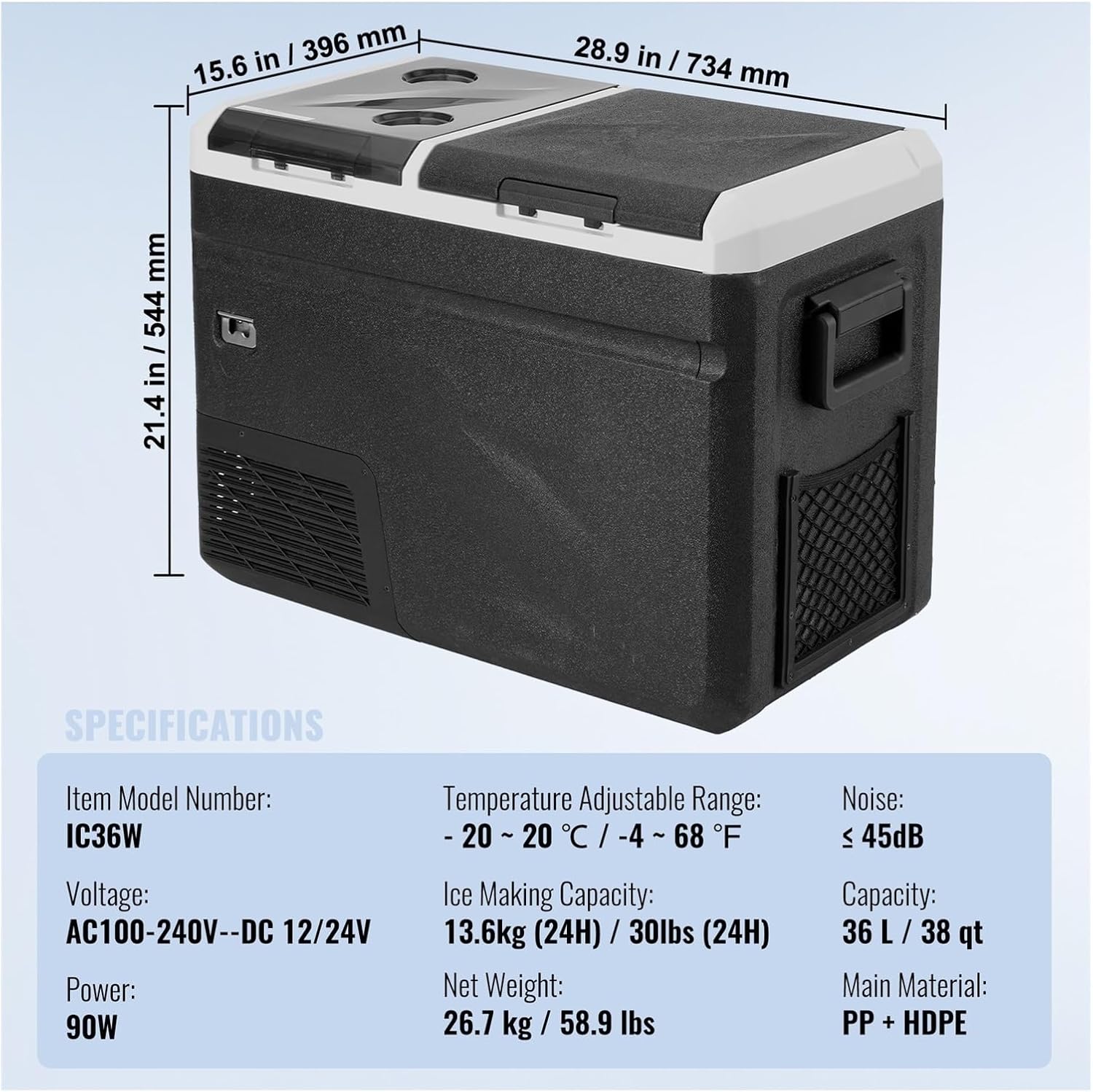 Car Refrigerator 12 Volt Car Refrigerator Fridg 38 Qt Dual Zone Portable FreezerAdjustable Temp Compressor Cooler