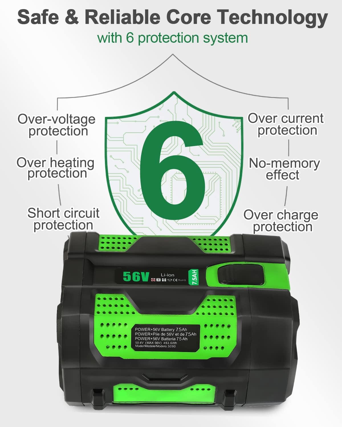 7.5Ah Replacement for EGO Battery 56V BA2800 BA1400 BA4200 Compatible with EGO 56V Battery Power Tools CS1403 CS1604 HT2400 LB5804 LB6500 HTA2000 PH1400