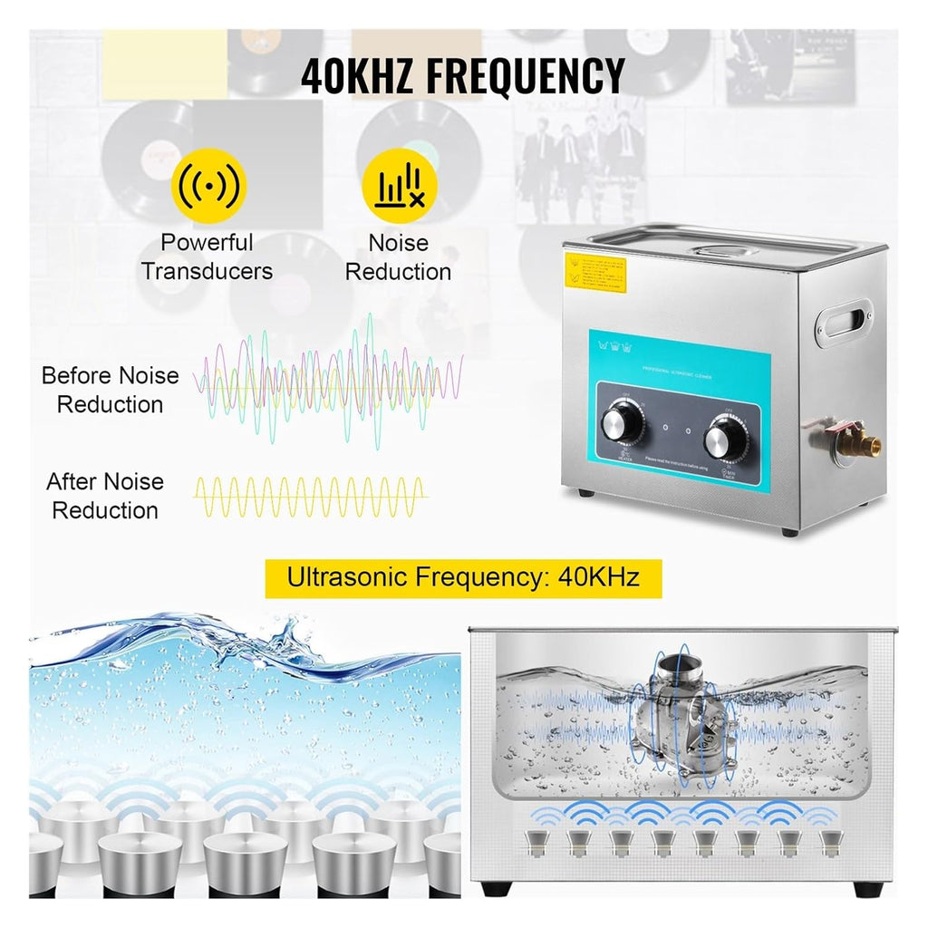 Ultrasonic Cleaners, 6L Knob Ultrasonic Vinyl Record Cleaner Mini Portable Washing Machine Ultrasound Dishwasher Contact Lenses Jewelry