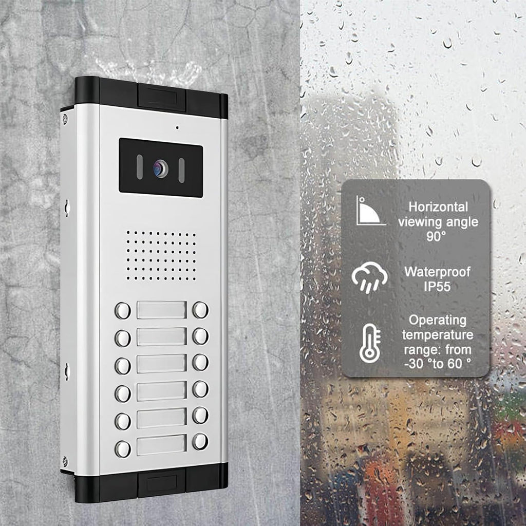Wired Video Apartment Intercom System,2/3/4/5/6/8/10/12 Units Family 7 inch Monitor Video Door Phone Kit,Indoor Outdoor Video Doorbell,2 Way Audio for Home (1 Doorbell + 12 Monitor)