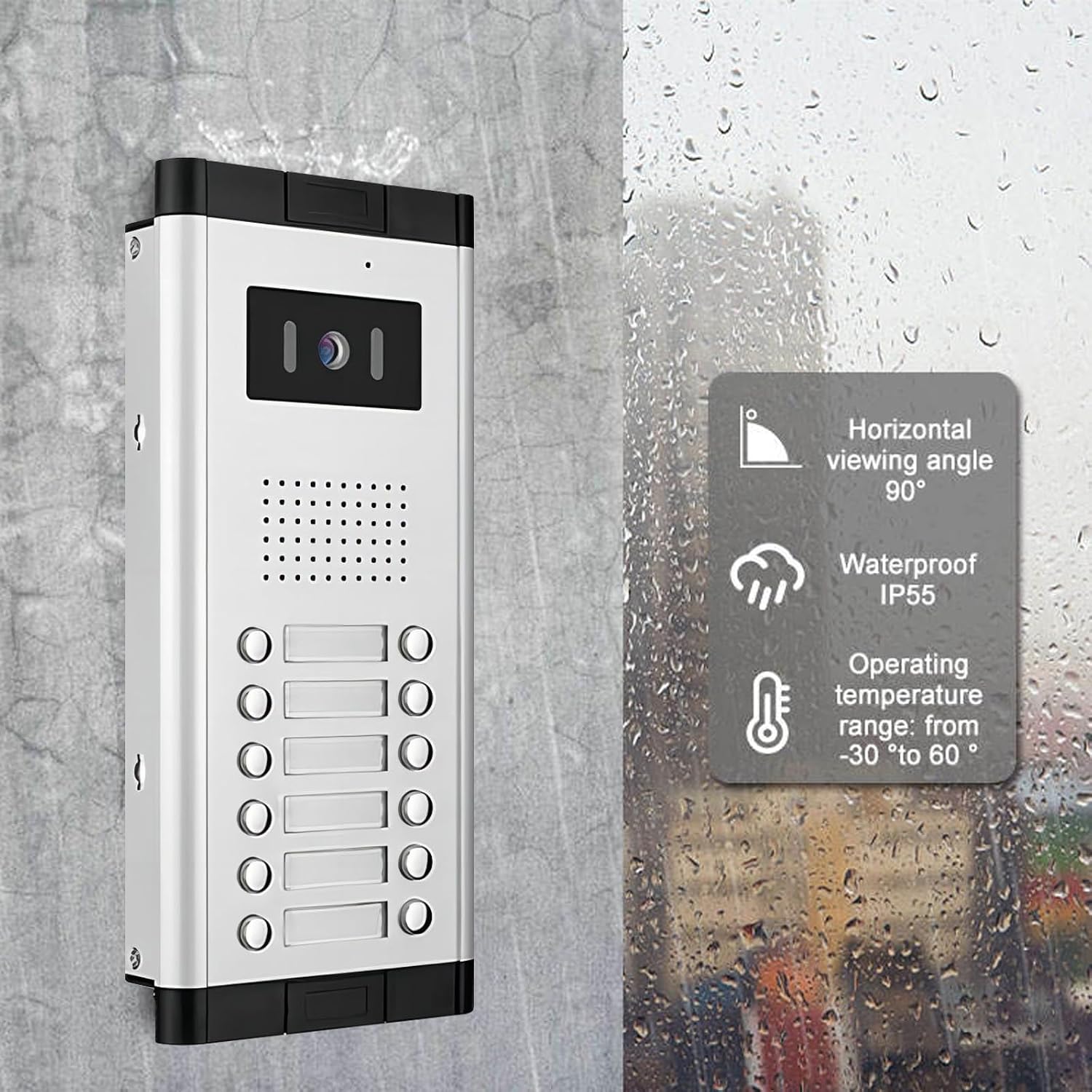 Wired Video Apartment Intercom System,2/3/4/5/6/8/10/12 Units Family 7 inch Monitor Video Door Phone Kit,Indoor Outdoor Video Doorbell,2 Way Audio for Home (1 Doorbell + 12 Monitor)