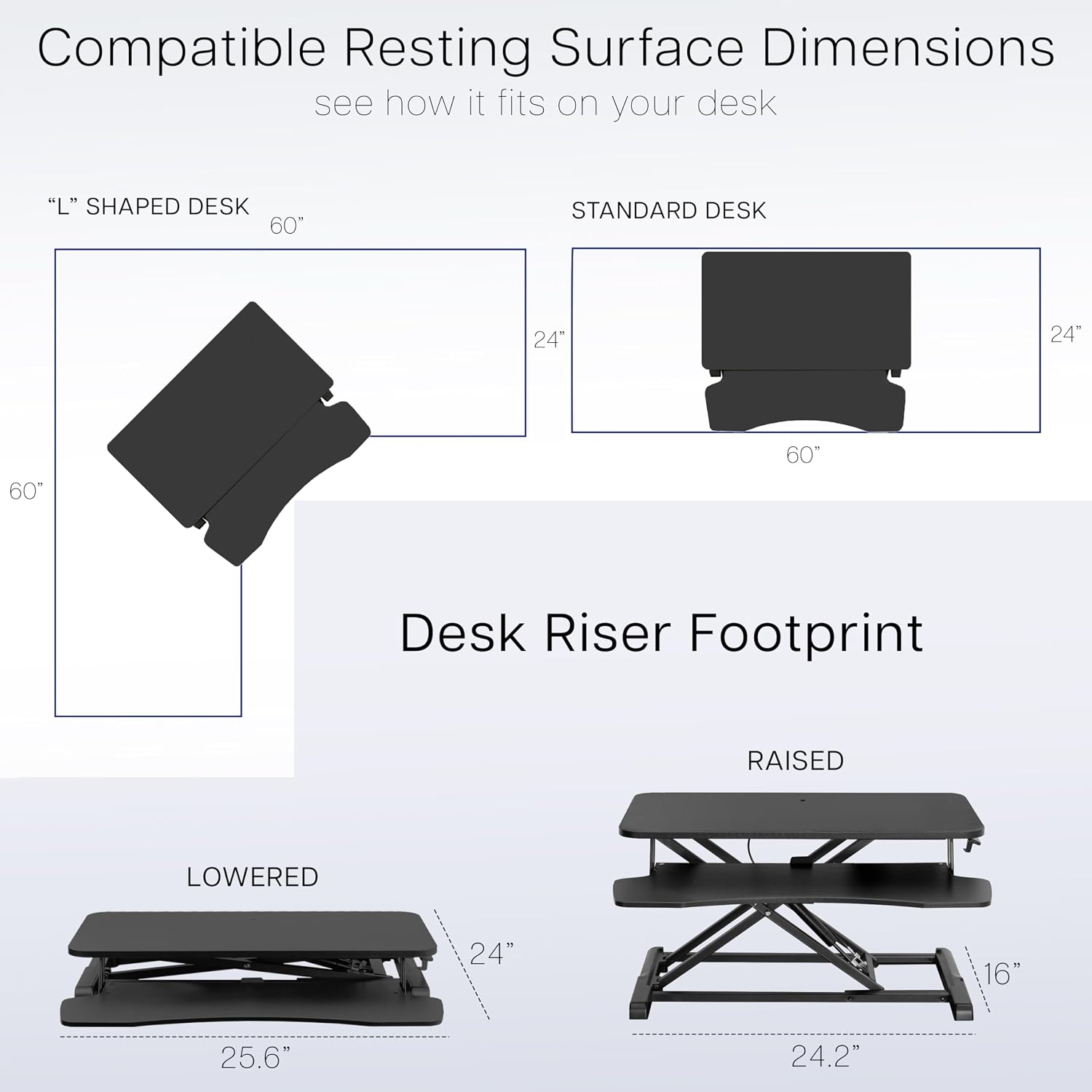 VIVO 26 inch Desk Converter, K Series, Height Adjustable Sit to Stand Riser, Dual Monitor and Laptop Workstation with Keyboard Tray, Black, DESK-V026KB