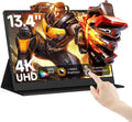AYY 4k Portable Monitor Touchscreen, 13.4' 3840x2160 Second Screen 100% sRGB,400cd HDR USB C Ultra Slim IPS Laptop Monitor, for Mac Switch