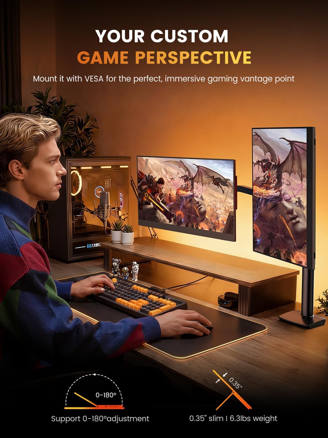 UPERFECT Portable Gaming Monitor 144Hz 2.5K, 16' 100% DCI-P3 QLED Portable Monitor, 400 Nits FreeSync Monitor, USB-C & MINI HDMI, VESA & Case, Travel Second Screen for Laptop, Computer, Game Consoles