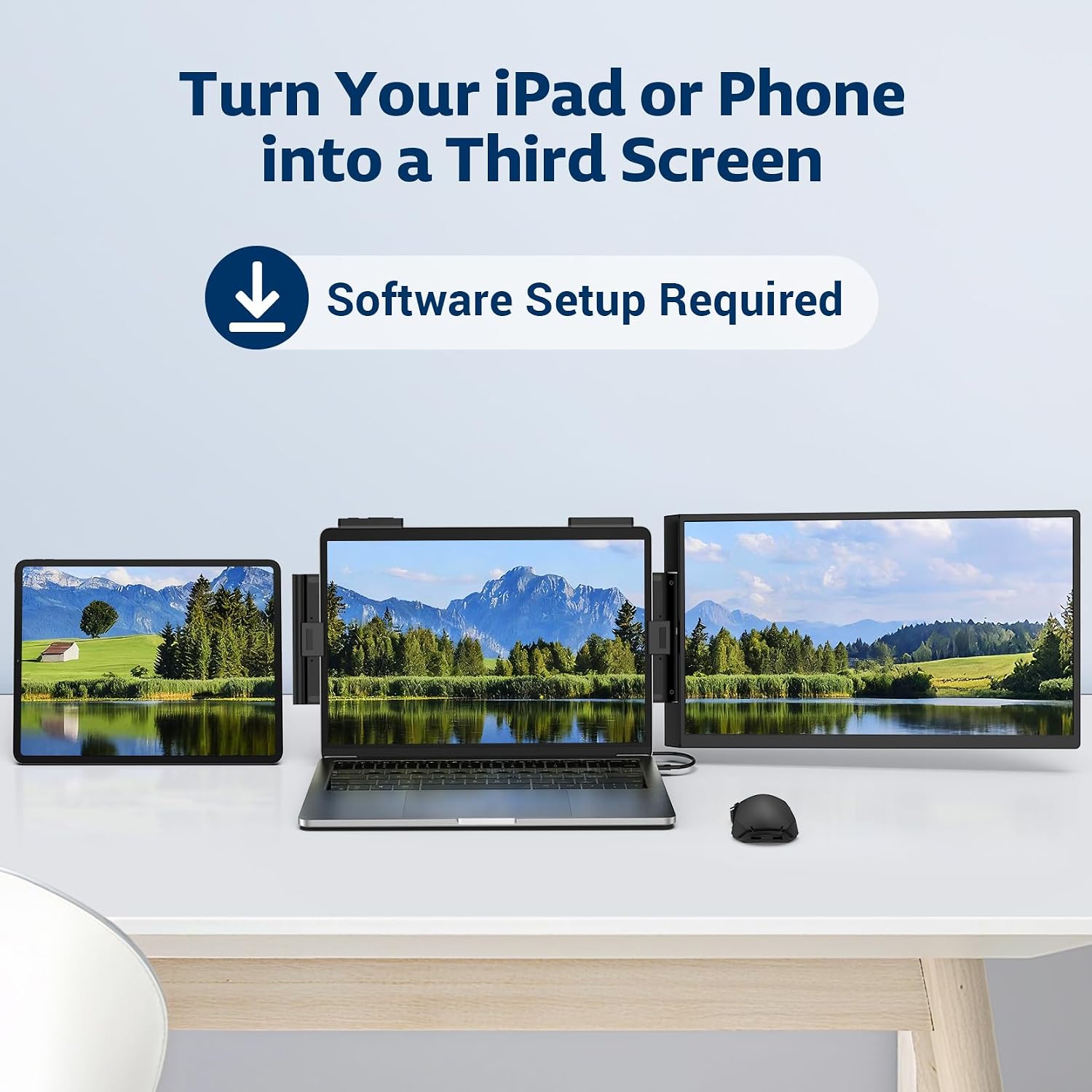 HONGO Portable Studio Display 15.6' FHD IPS 1080P Monitor — Laptop Screen Extender & Phone/Pad Mount for 14–16' Laptops, Turn Phone into Webcam + Keyboard Control (Third‑Party App Required)