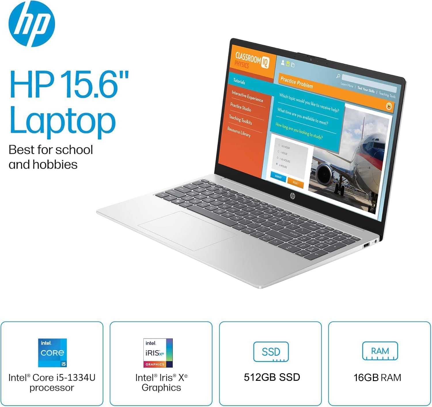HP 15 Laptop (15.6' FHD Touchscreen, Intel Core i5-1334U (> i7-1255U), 16GB RAM, 512GB SSD) for Business, Students, Home, 10-Hour Long Battery Life, Webcam, Wi-Fi 6, Numpad, Fast Charge, Win 11 Pro