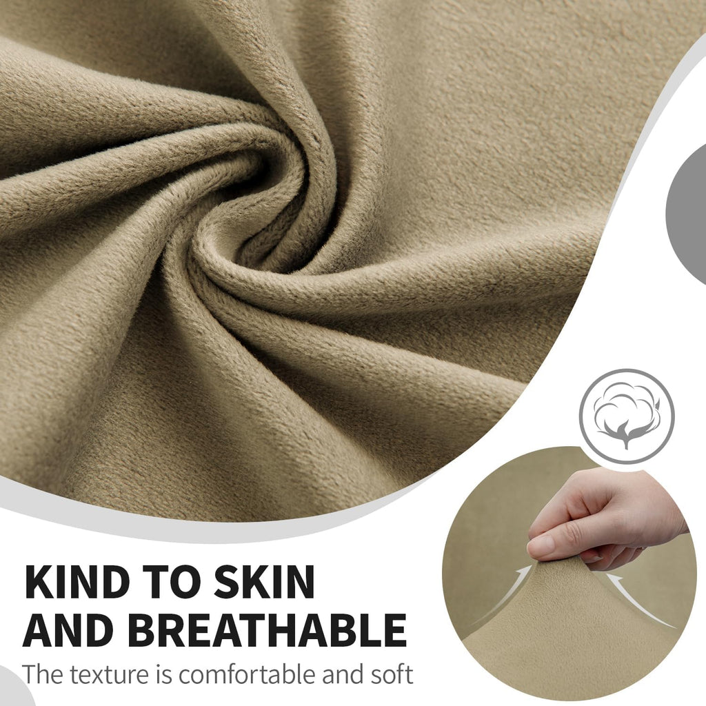 HDCAXKJ Reclining Sectional Couch Covers Velvet L Shaped Sectional Sofa Cover Washable Stretch Soft Corner Recliner Slipcover with Non-Slip Elastic Bottom (5 Seat and 2 Middle Console, Brown Khaki)