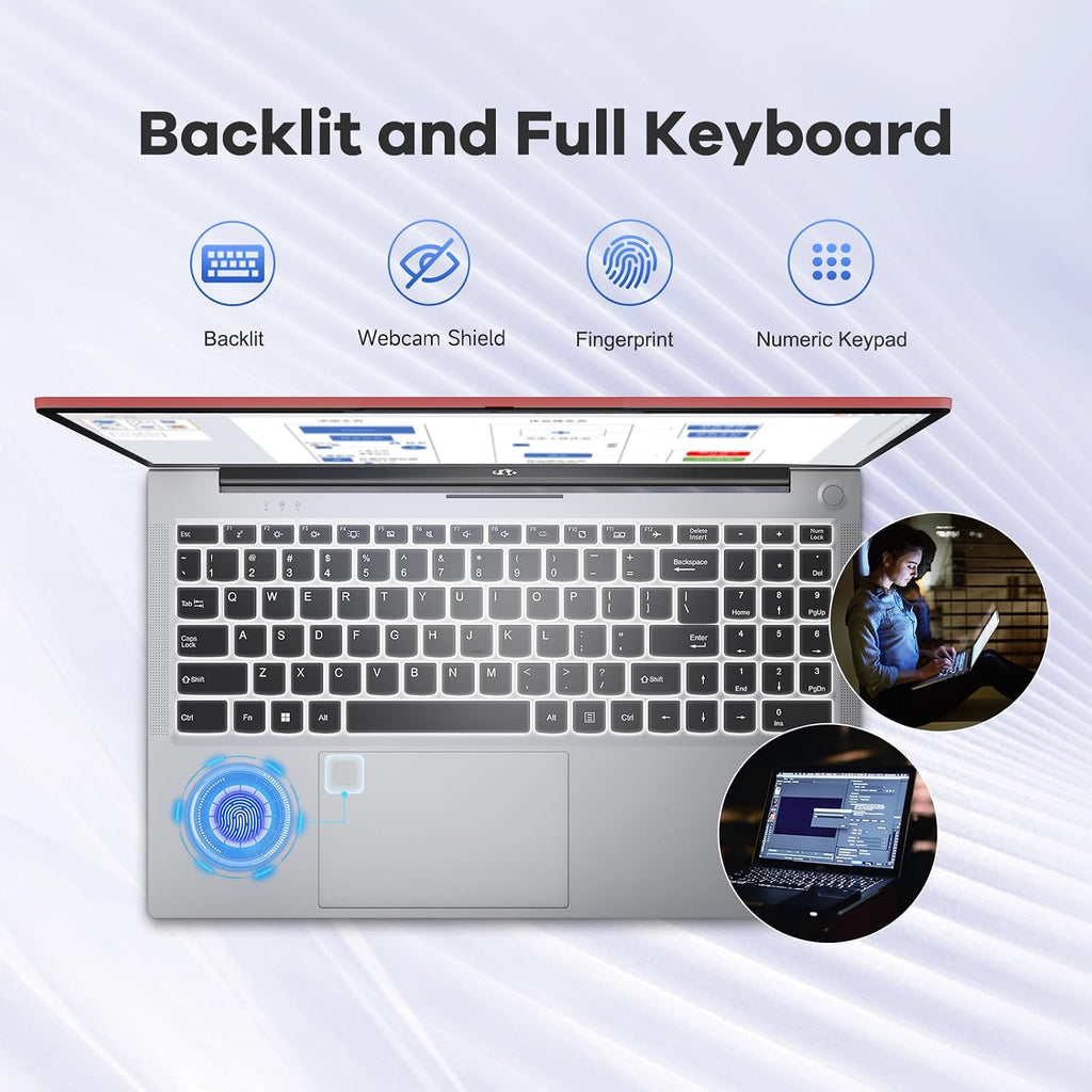 NIMO 15.6' FHD-IPS-Laptop, Intel i5-12450H 8 Cores 16GB RAM 1TB SSD (Beat i7-11800H, Up to 4.4 GHz) 100W Type-C Fingerprint Backlit Keyboard for Professionals & Students Office, Study & Travel