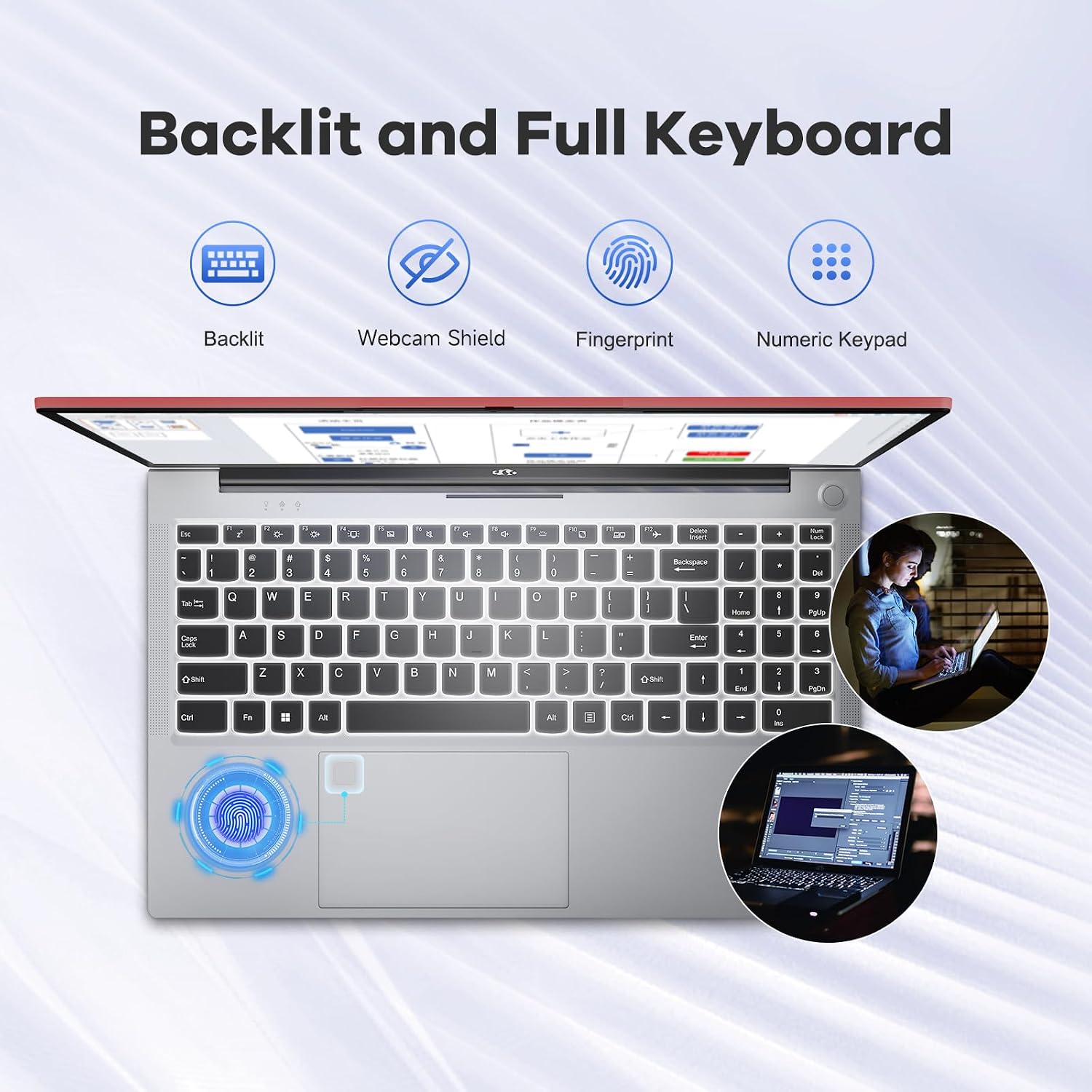 NIMO 15.6' FHD-IPS-Laptop, Intel i5-12450H 8 Cores 16GB RAM 1TB SSD (Beat i7-11800H, Up to 4.4 GHz) 100W Type-C Fingerprint Backlit Keyboard for Professionals & Students Office, Study & Travel