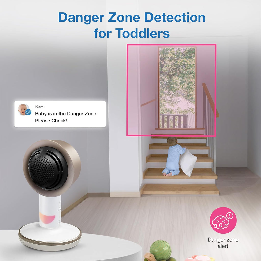 VTech V-Care VC2105 1080p FHD Over-The Crib Mount Smart Baby Monitor 5' 720p LCD Screen,Table Stand,Remote Access,Versatile Placement,Intelligence Detection, Sleep Analysis,18hrs Recording,with WiFi