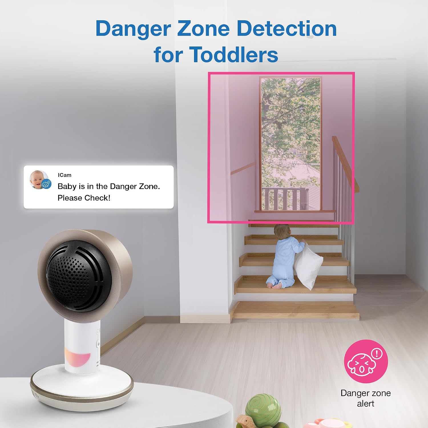 VTech V-Care VC2105 1080p FHD Over-The Crib Mount Smart Baby Monitor 5' 720p LCD Screen,Table Stand,Remote Access,Versatile Placement,Intelligence Detection, Sleep Analysis,18hrs Recording,with WiFi