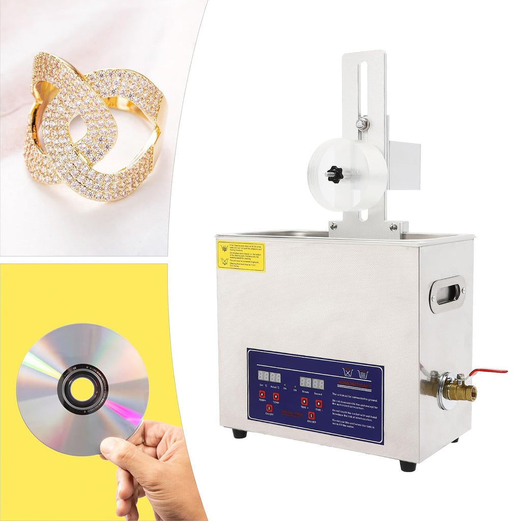 180w Ultrasonic Washing Machine, 6.5l Jewelry Vinyl Record Digital Ultrasonic Washing Machine W/Drying Rack + Ball-Shaped Basket, Adjustable Time&Temperature for Glasses, Watch.