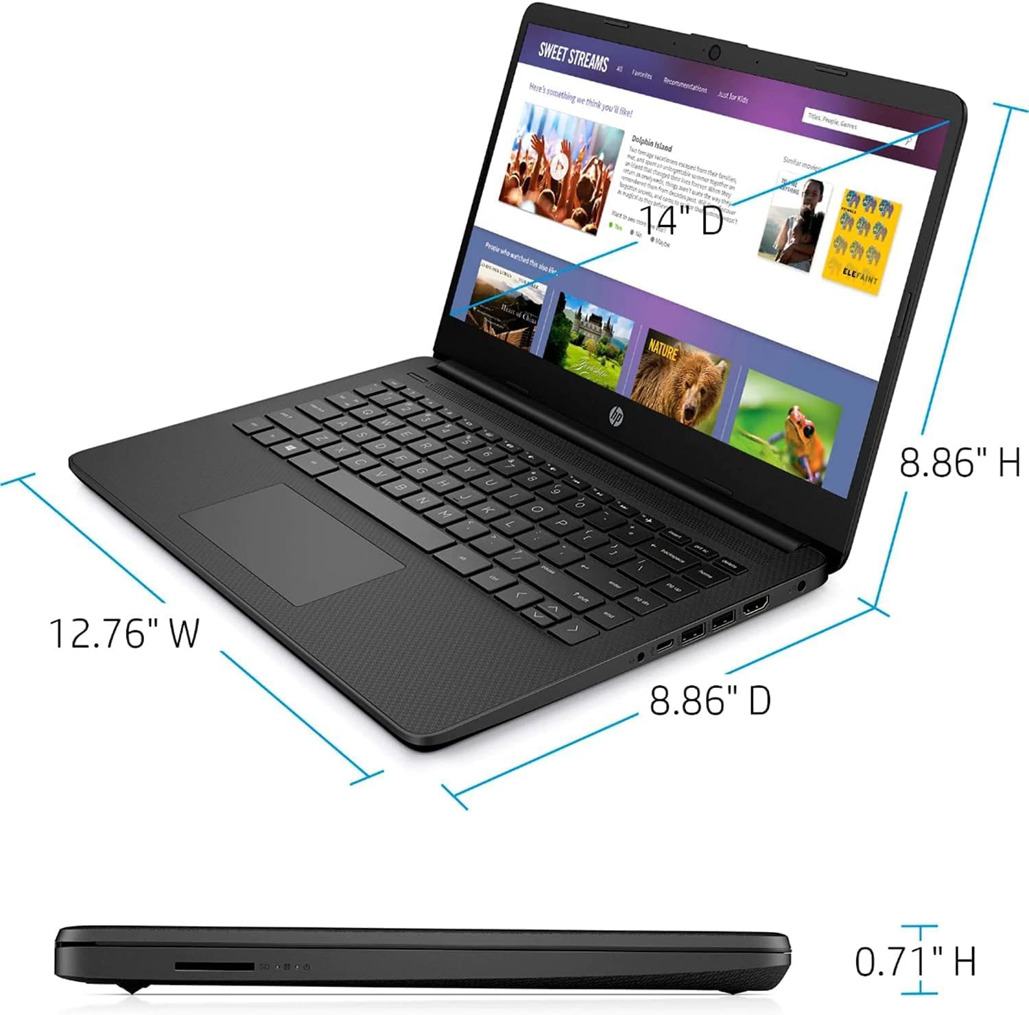 HP 14 Inch HD Laptop | 1 Year Microsoft 365 | 32GB RAM, 1TB SSD | AMD Athlon Gold 3150U CPU, Radeon Graphics | Windows 11 | 720p HD Webcam | 5Gbps USB-C