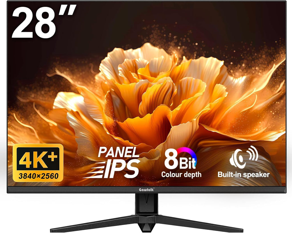 Gawfolk 28 Inch 4K Monitor IPS 60Hz, UHD (3840x2560p) PC Screen Built-in Speakers, Ultra HD Computer Display for Home & Office, 3:2, HDMI, DP, Support Wall Mount Compatible
