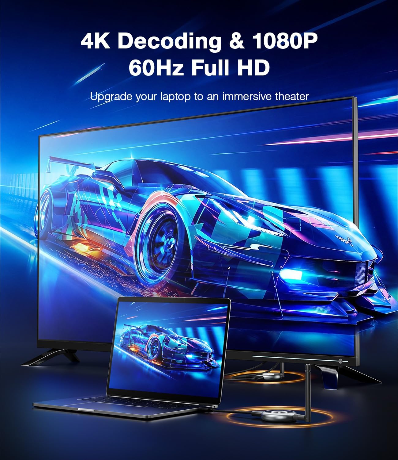 AIMIBO Wireless HDMI Extender Multiple Receivers 1X4, HDMI Wireless Transmitter & Receiver 5G, Stream 1080P@60Hz Video & Audio for Laptop, Cable Box, Camera to Multiple TV, Projector,Monitor 165FT/50M