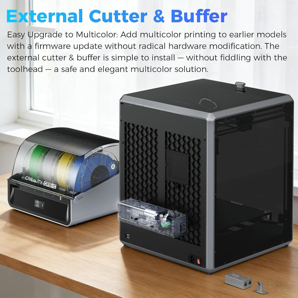 Official Creality CFS-C, Multicolor 3D Printer Filament System, 2026 New Version External Cutter & Buffer, Filament Run-Out/Tangle Detection for K1 Max 2025, K1C 2025, K1 Max, K1C, K1, K1 SE