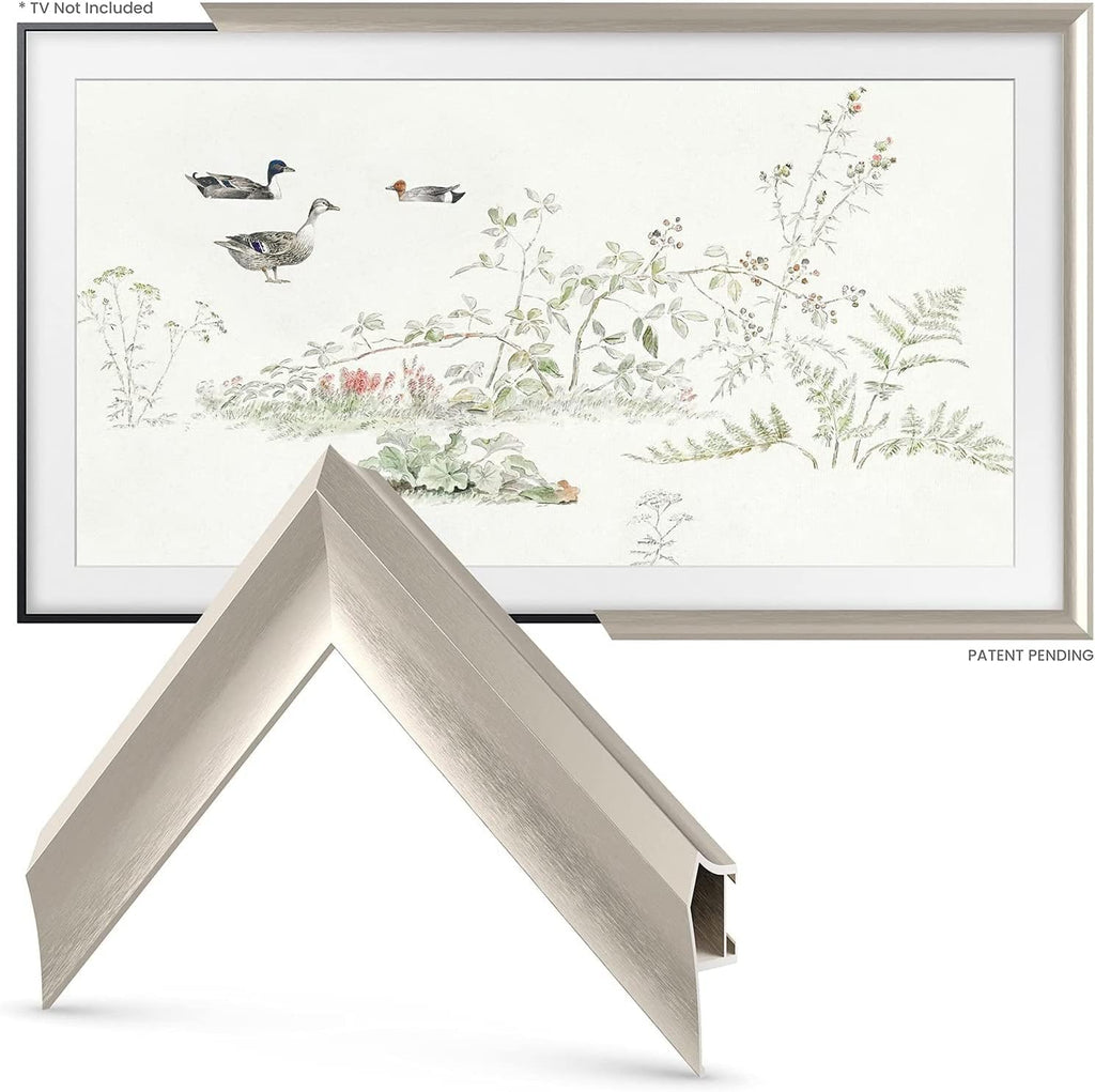 German Silver Prismatic 43' Alloy Deco TV Frame - Compatible ONLY with Samsung The Frame TVs (Fits 2021-2026, LS03A, LS03B, LS03C, LS03D, LS03FA)