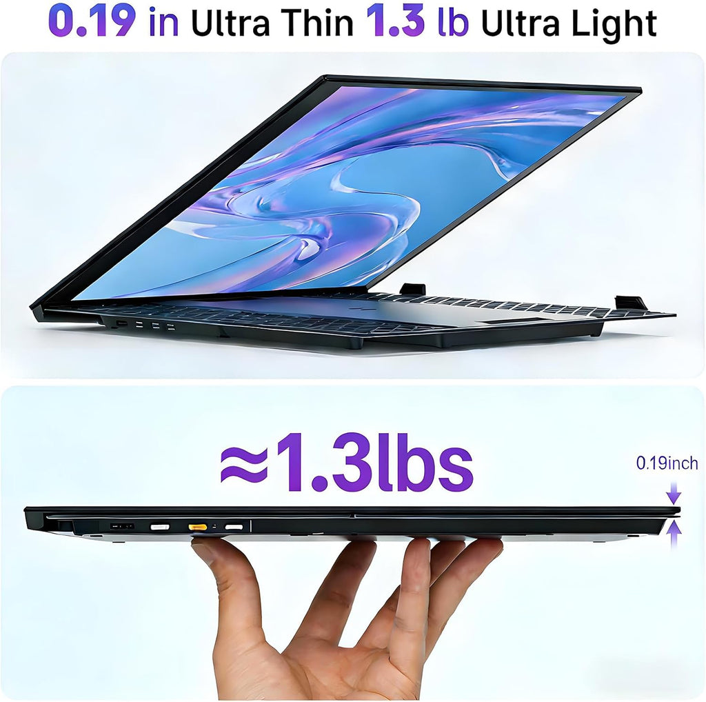 ROYY 14' Laptop Screen Extender, 0.19' Ultra-Thin Portable Monitor, FHD 1080P Dual Screen for 13-17' Laptops, Plug & Play USB-C/HDMI, Travel Monitor Compatible with Windows, Mac, Android, Switch, PS5