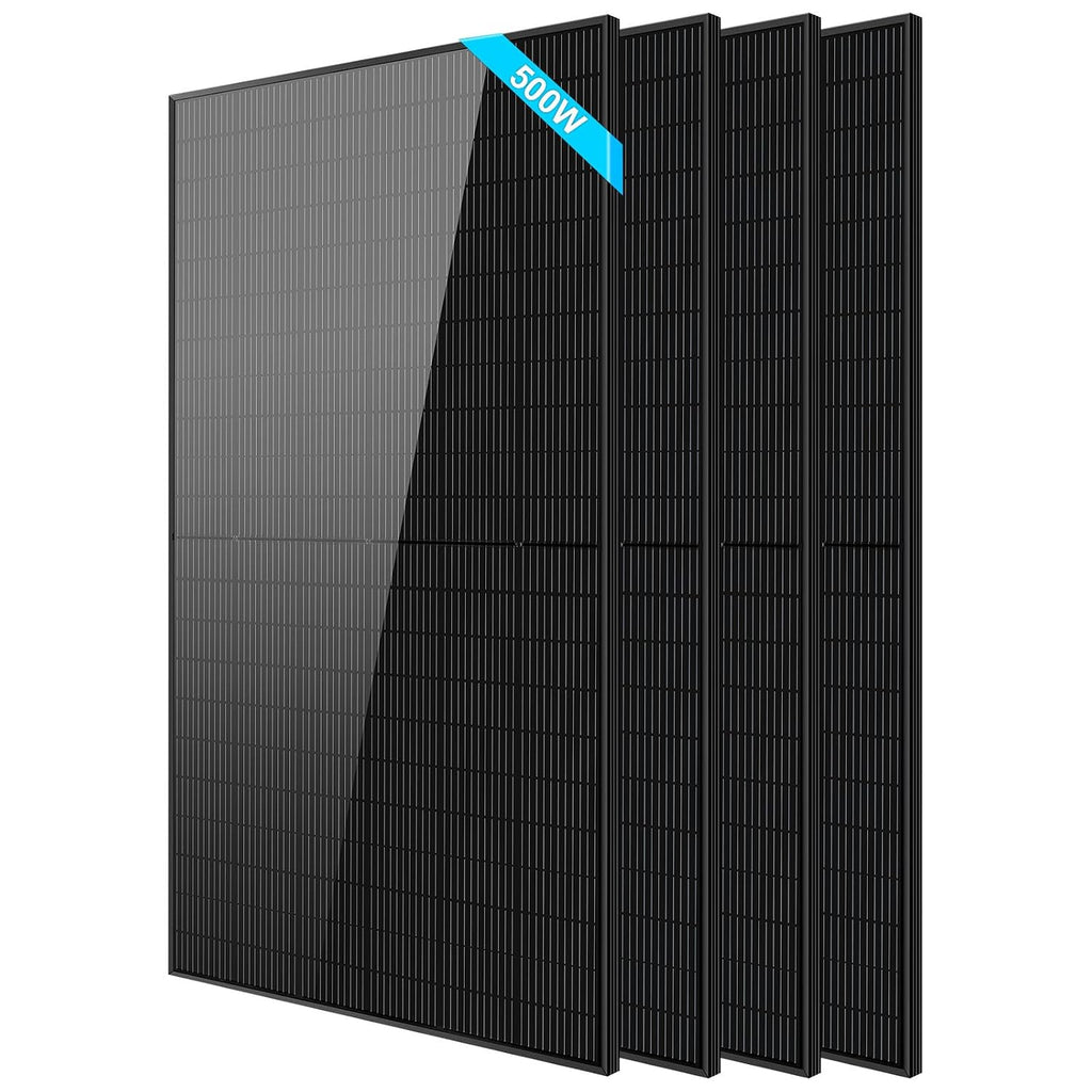 SUNGOLDPOWER UL61730 500 Watt Monocrystalline Solar Panel 4PCS, Grade A Cell,Whole Black High Efficiency,IP68,for 12V/24V/48Vdc RV,Farms,Parking Lot,On/Off-Grid System CEC listed(4*500W Solar Panel)
