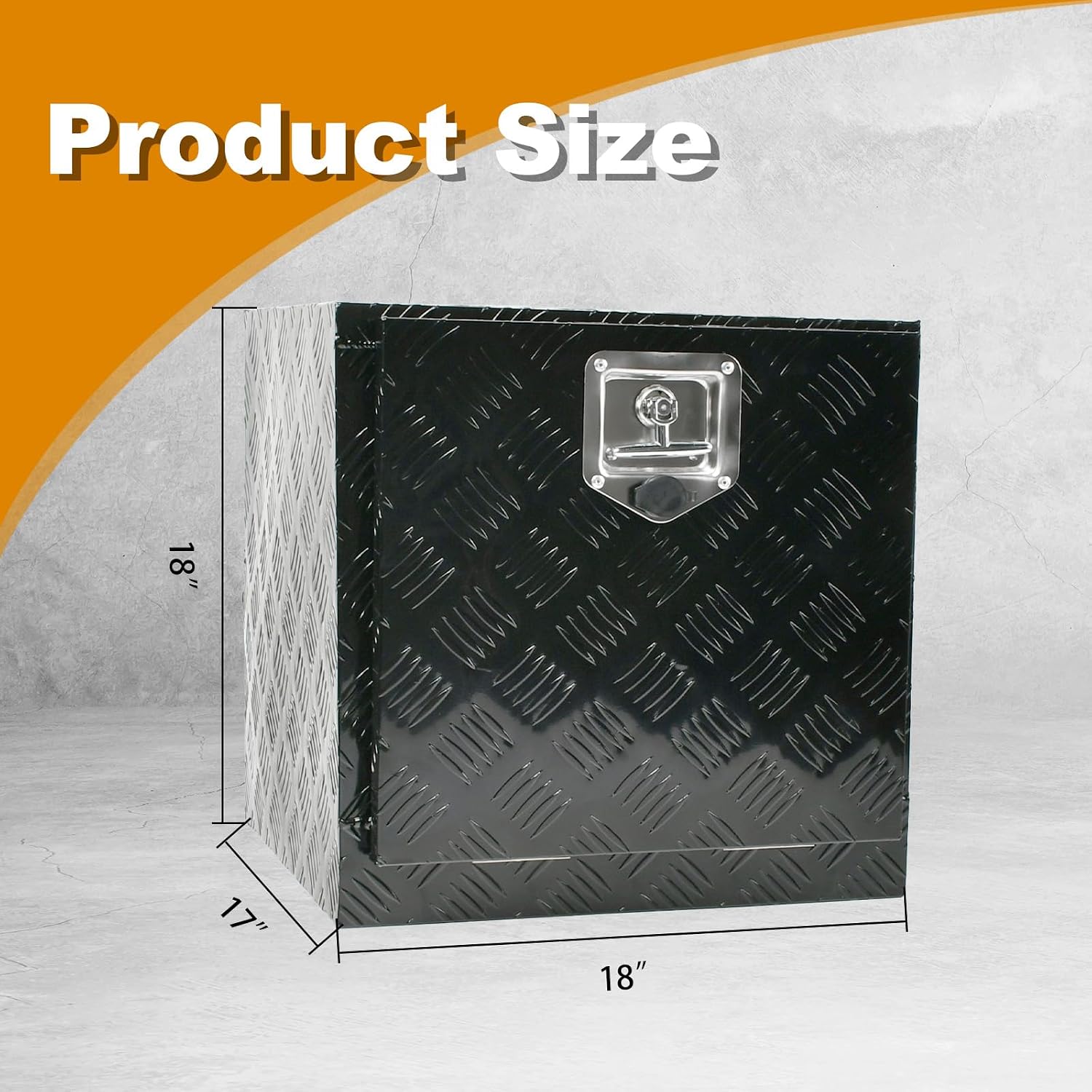 SSN 18'' Inch Heavy Duty Aluminum Underbody Truck Box with T-Handle Latch,18 x 17 x 18 Inch Truck Trailer Underbed Tool Box with 5 Bar Tread Black for Storage and Organization