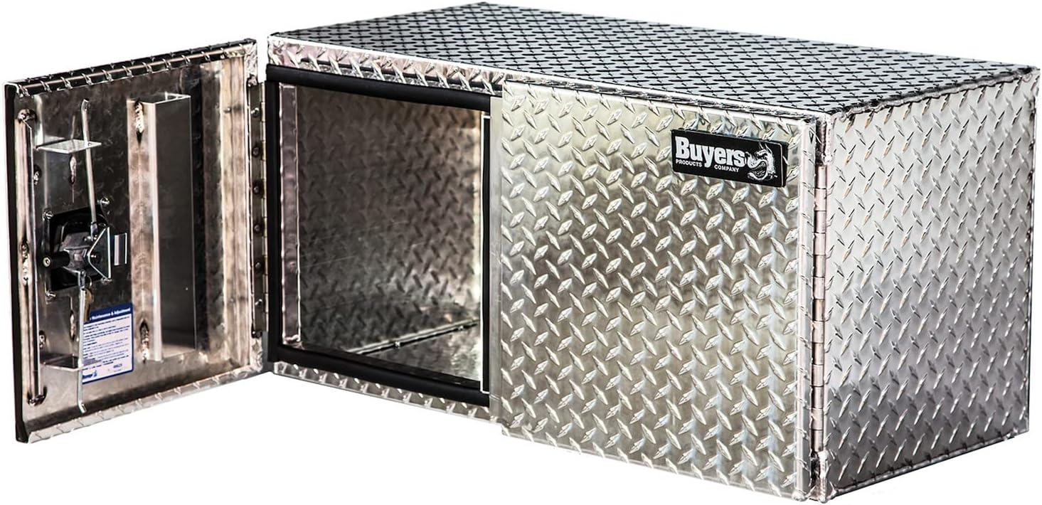 Buyers Products 1702235 Underbody Truck Tool Box with Barn Doors, 24x24x36 Inch, Diamond Tread Aluminum, Made in USA, Compression Latch, Weather Resistant, Toolbox for Flatbeds, Trailers & Work Trucks