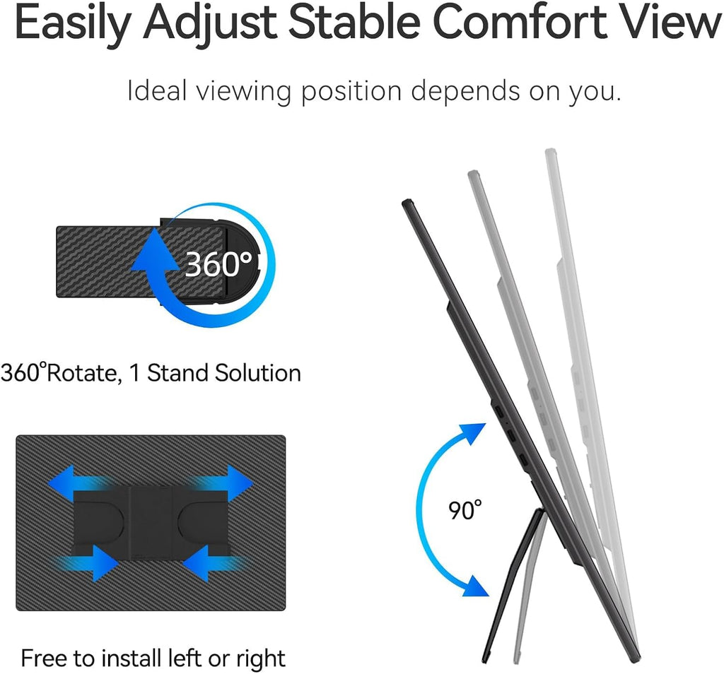 16' 2.5K Portable Monitor - QHD Laptop Screen Extender 100% sRGB Wide Color HDMI/USB C/USB A Travel External Display Stand Gaming Monitor for PC Windows MAC Computer Switch Phone Xbox PS4/5
