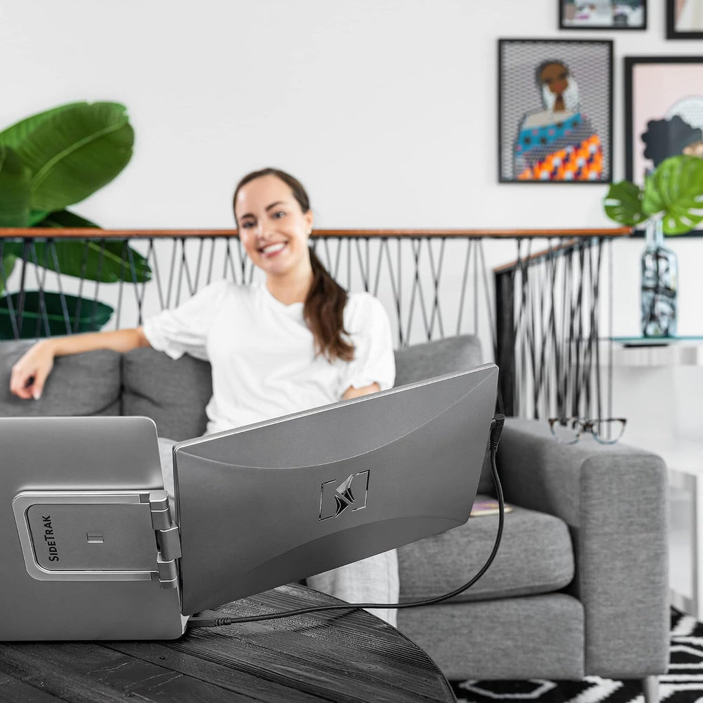 SideTrak Swivel 14' Portable Monitor for Laptop, Screen Extender with Patented Swivel Hinge, Attachable Travel Monitor, Dual Screen FHD Display, USB-C® & HDMI, (Dark Gray)