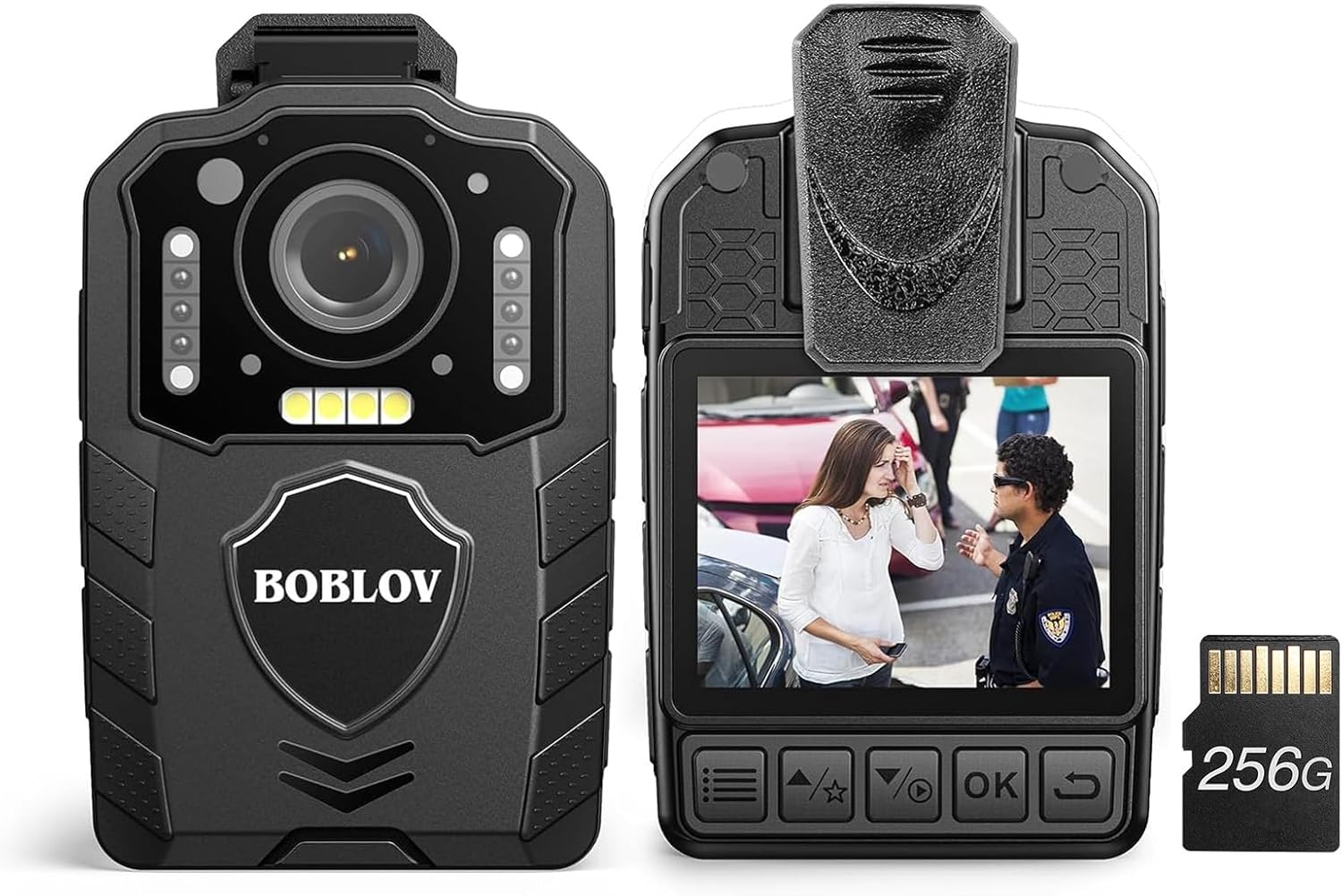 BOBLOV KJ25 1080P Body Cam, 3000mAh with 10-13Hrs Recording, Affordable Body Camera with Night Vision, for Hiking, Delivery, Law Enforcement, and Pet Walking(256GB)