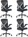 Ergonomic Office Chair - X-Shaped Computer Desk Chairs Comfy, Mesh High-Back Gaming Chair with Adjustable Lumbar Support, Executive Task Chair for Adults, Comfortable for Long Hours, Black, Pack of 4