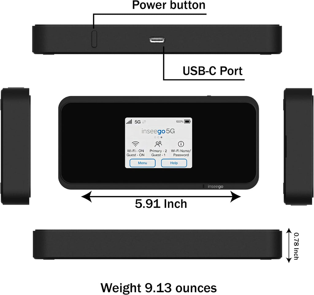 5G Mobile Portable WiFi, Verizon Wireless Jetpack Inseego MiFi M2100, Free VPN Mobile Hotspot for Travel, Unlocked Globally, Speed Up to 2,7 Gbps, Use 8 hrs, EVDO-LINK Bundle (Standard)