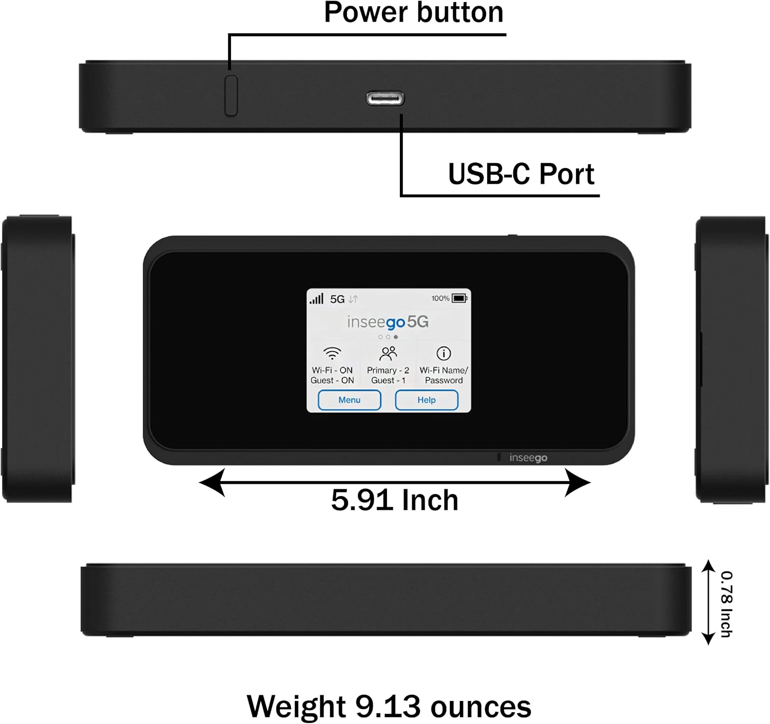 5G Mobile Portable WiFi, Verizon Wireless Jetpack Inseego MiFi M2100, Free VPN Mobile Hotspot for Travel, Unlocked Globally, Speed Up to 2,7 Gbps, Use 8 hrs, EVDO-LINK Bundle (Budget)