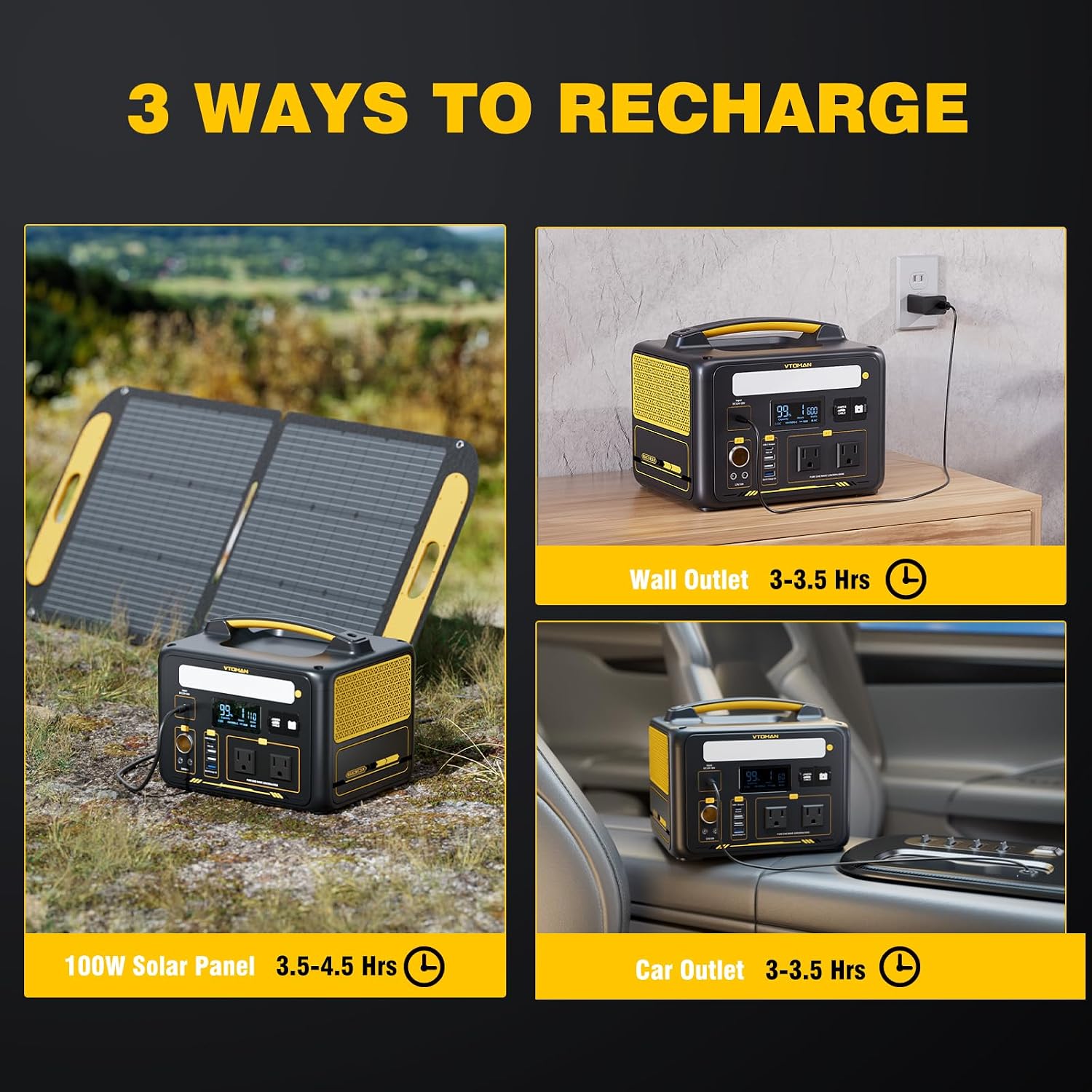 VTOMAN 600W Portable Power Station with 110W Panel, 299Wh Battery Powered Station for Camping, Road Trip, Fishing, Home Backup, Emergency