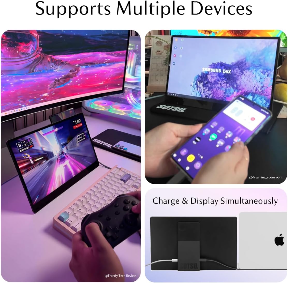 SOTSU FlipAction Go 14' Premium Portable Monitor | Full HD 1080p | 400 Nits | 100% sRGB | Robust yet Lightweight | Pivoting Landscape & Portrait Display | Tempered Glass Cover | USB-C & Mini HDMI | 5W
