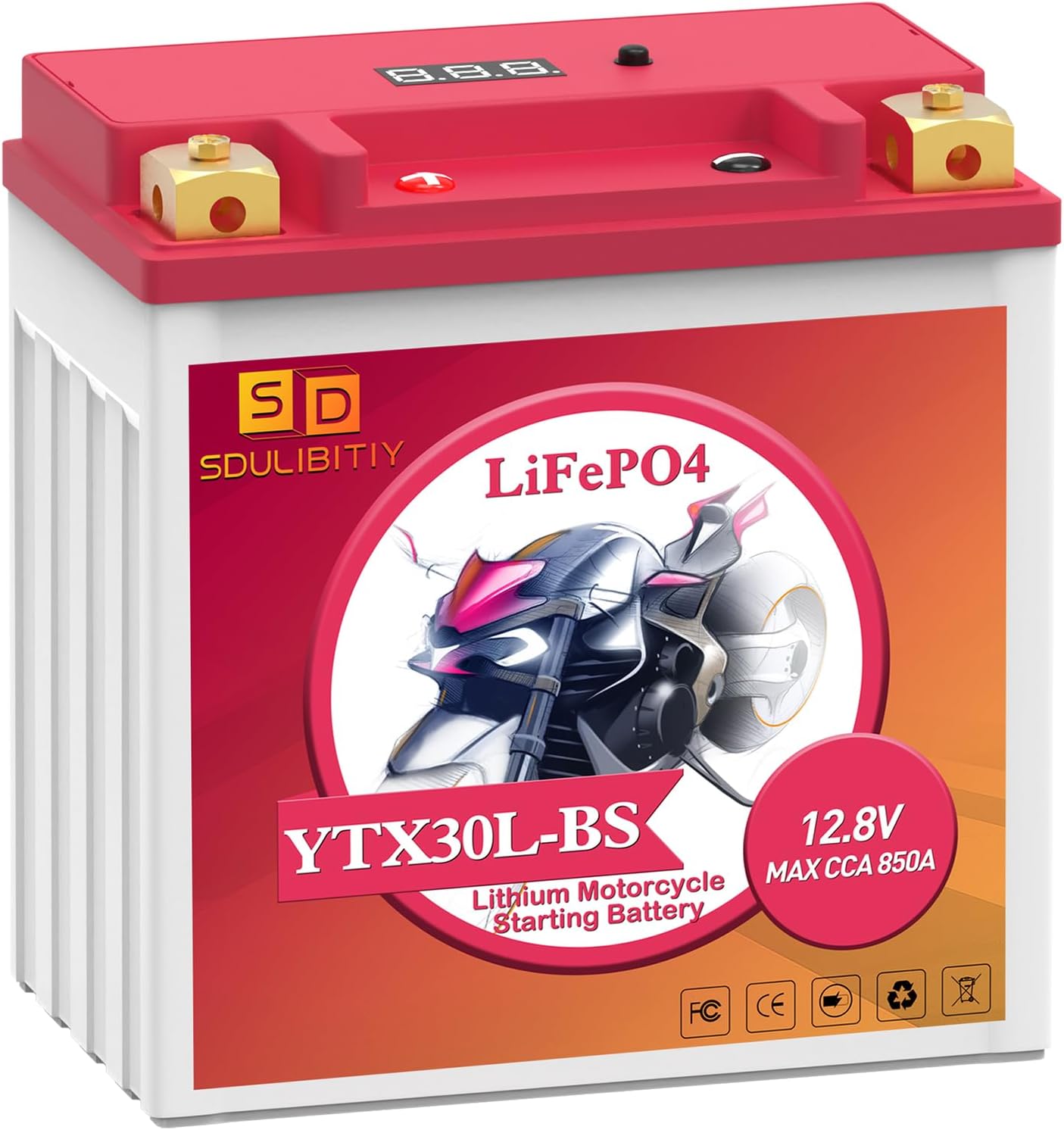 Lithium Motorcycle Battery YTX30L-BS, 12.8V 12AH 850 CCA LiFePO4 Motorcycle Battery, ATV, UTV, Jet Ski, Scooter, Lawn Mower, Tractor, Generator, Riding Lawn Mower Battery