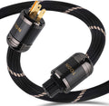 TODN HiFi Power Cable Audiophile OFC+OCC Cores Audio Power Cord with Carbon Fiber Shell, 24K Gold Plated US Plug/IEC C15, Φ17.5mm, 4.9ft/1.5m