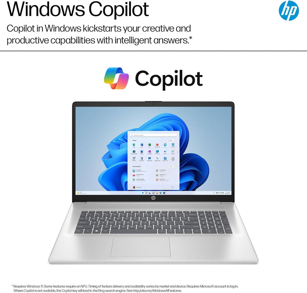 HP 17 Touchscreen Laptop (17.3' HD+, 16GB RAM, 512GB SSD, AMD Ryzen 5 7430U (> Intel i5-1334U)), Business & Student, Webcam, Long Battery Life, Fast Charge, Numeric Pad, Win 11 Home w/ Copilot, Silver