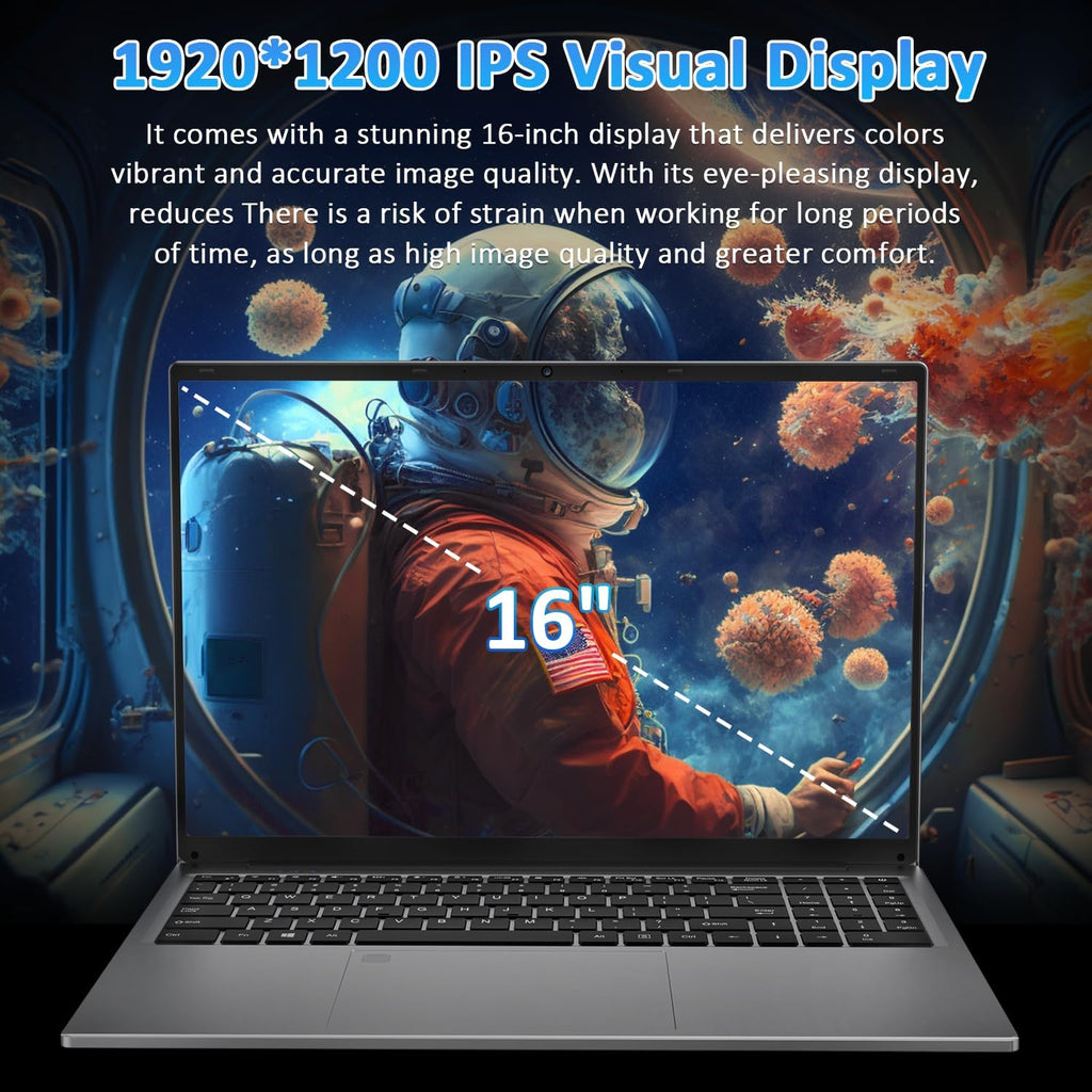 Auusda 16' Traditional Laptop Computer, i3 Processor 16GB RAM 1TB SSD Silver Laptops Notebook with Backlit Keyboard, Fingerprint, WiFi 6 Bluetooth 5.3 Laptops for Students & Office USB-C Port