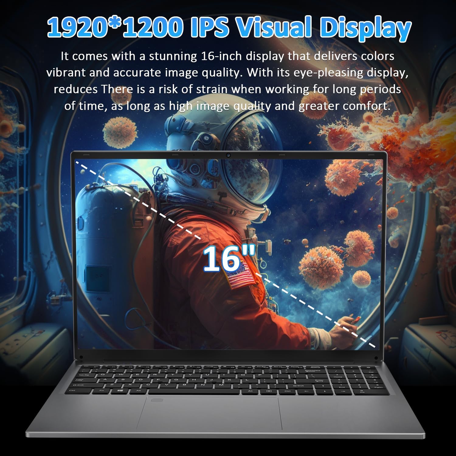 Auusda 16' Traditional Laptop Computer, i3 Processor 16GB RAM 1TB SSD Silver Laptops Notebook with Backlit Keyboard, Fingerprint, WiFi 6 Bluetooth 5.3 Laptops for Students & Office USB-C Port