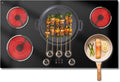 36 Inch Electric Cooktop 220V, 9200W Powerful 5 Burner Electric Stove Top, Built-in Ceramic Cooktop 36' with Dual/Triple Ring Burner, Knob & Touch Control, Safety Lock, 220-240V Hard Wire