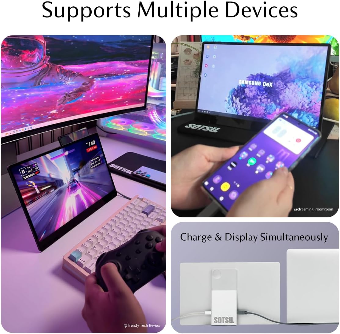 SOTSU FlipAction Go 14' Premium Portable Monitor | Full HD 1080p | 400 Nits | 100% sRGB | Robust yet Lightweight | Pivoting Landscape & Portrait Display | Tempered Glass Cover | USB-C & Mini HDMI | 5W
