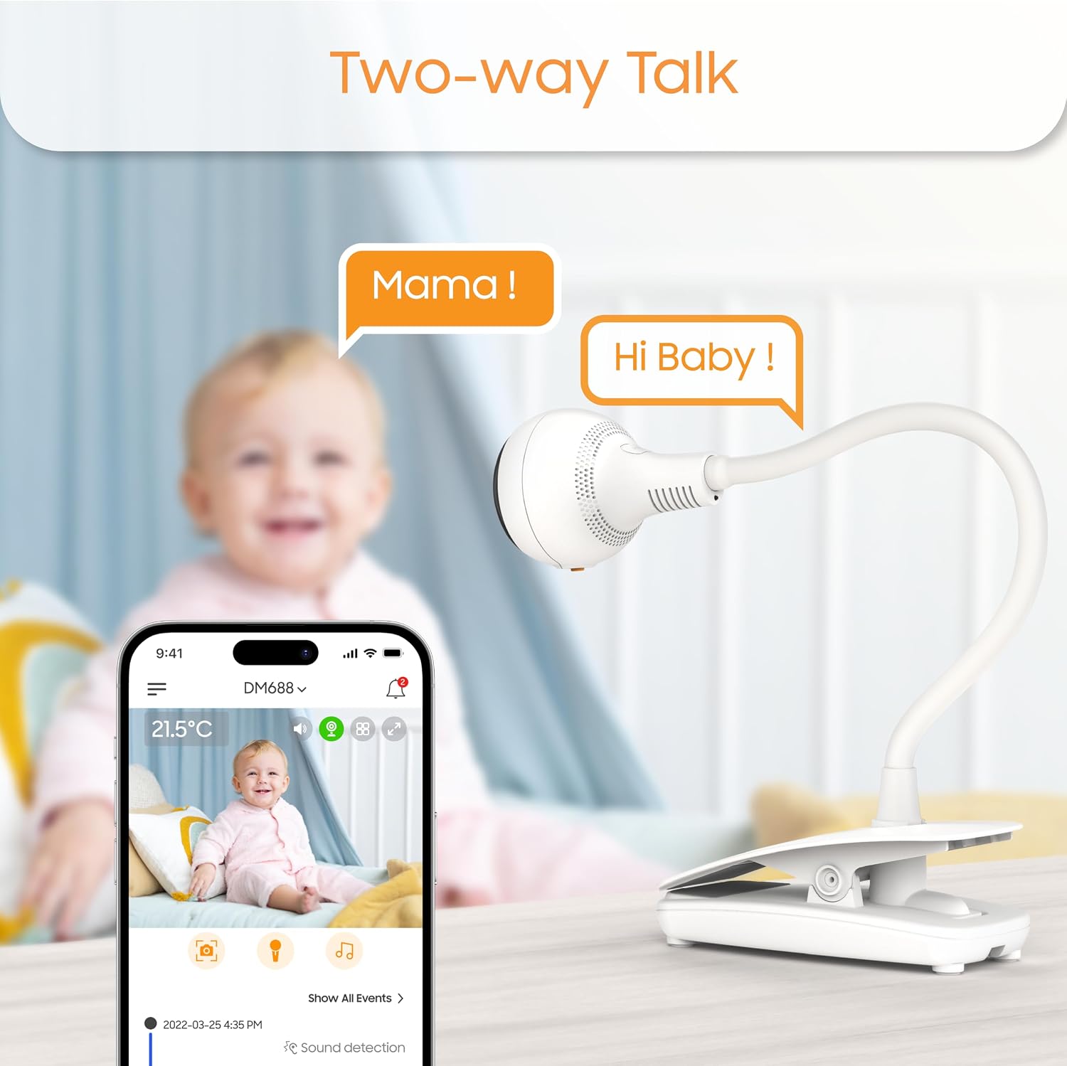 CHILLAX Giraffe Pro Portable Baby Monitor–Video Baby Monitor for Travel with Battery Base Stand,HD 1080p Camera and 5'Screen, Privacy Protection WiFi ON-Off Switch, Gooseneck Design, Night Vision