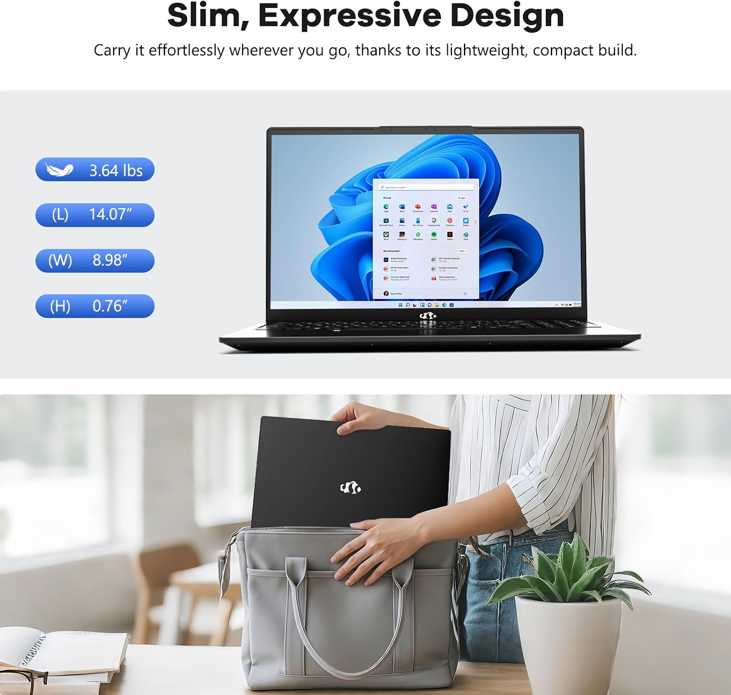 NIMO 15.6' FHD-IPS-Laptop Intel 8 Cores i5-12450H (Up to 4.4GHz, Beat i7-11800H), 8GB RAM 256GB SSD 100W PD Type-C Fingerprint, 2yr Warranty for Professionals & Students Office, Study & Travel