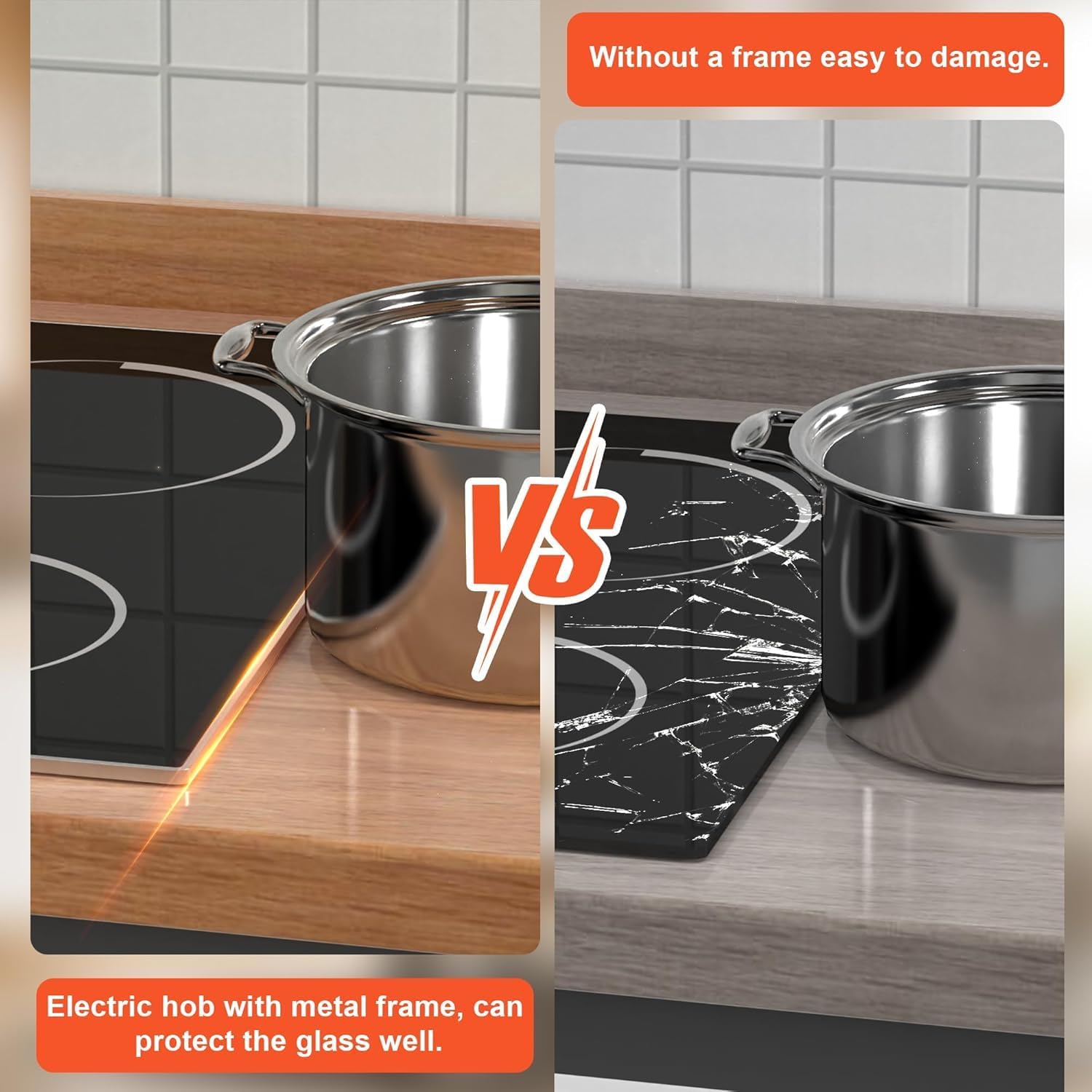 30 Inch Electric Cooktop - 30 Inches Electric Stove 8400W, 5 Burner Ceramic Stovetop Built-in(29.13'x19.3') with Metal Frame, 99 Mins Timer, Safety Lock, Dual Ring, 220V Hard Wired (No Plug)