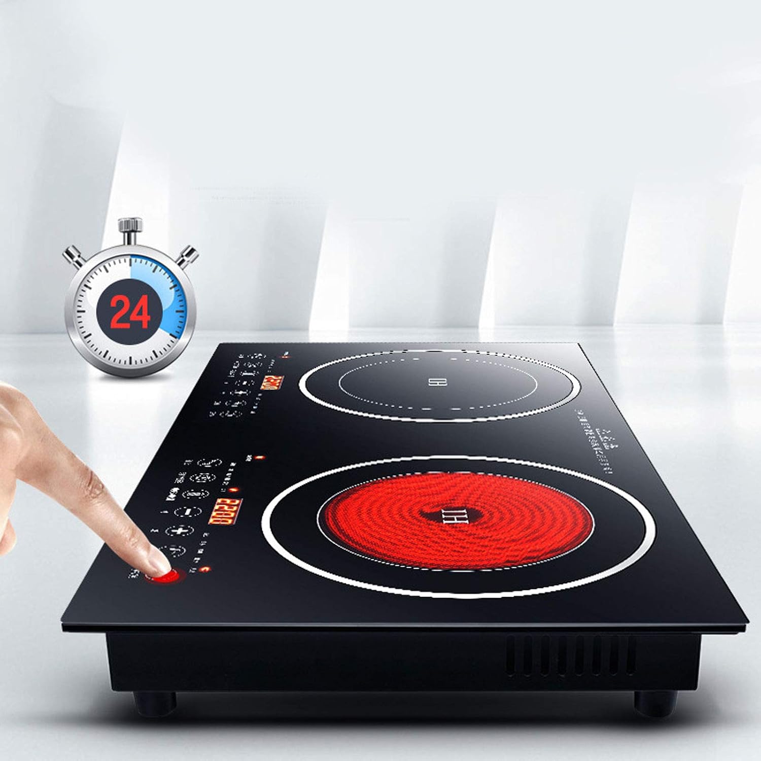 Electric Dual Induction Cooker Cooktop, 1200W+1400W Digital Countertop Burner Induction Cooker+Ceramic-Cooker Double Burner Cooktop