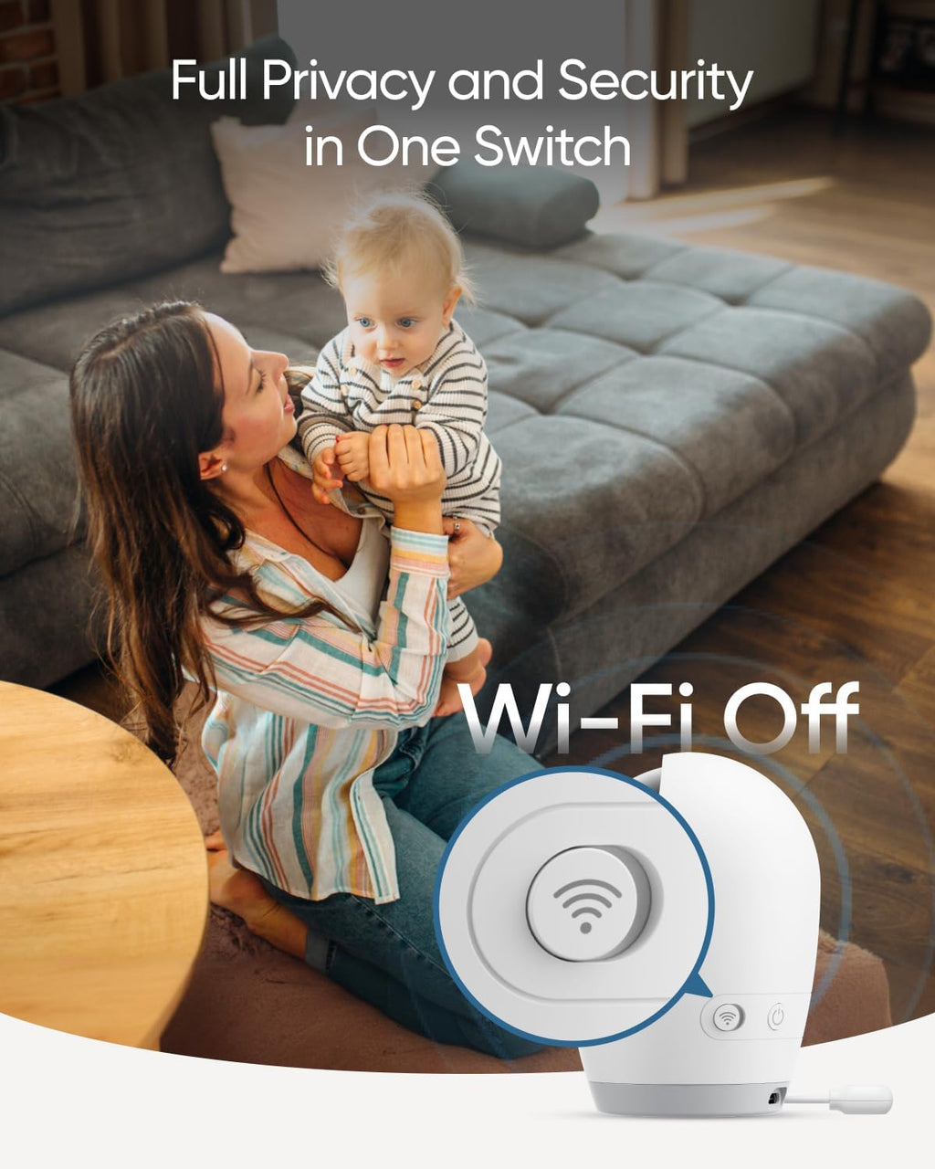 eufy Security Baby Monitor E21 Add-On Camera, 4K UHD Resolution, 330° Pan and 60° Tilt, 8× Zoom, Night Vision, 5000mAh Built-in Battery, ANR