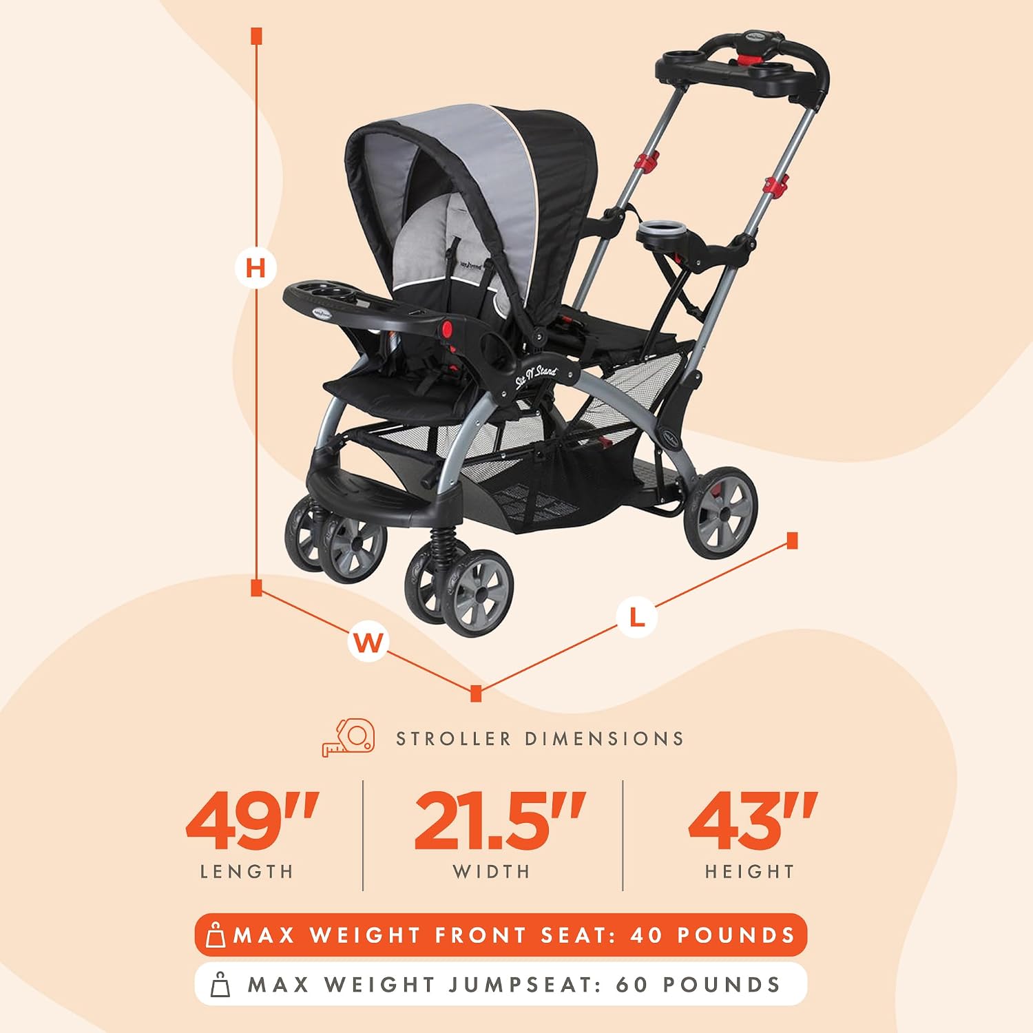 Baby Trend Sit N' Stand® Ultra Stroller, Phantom